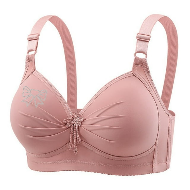 Full-cup Bra for Women, Rims-free Adjustable Gathered Design with Breathable Nylon Fabric, Solid Color Casual Daily Underwear, Size 44