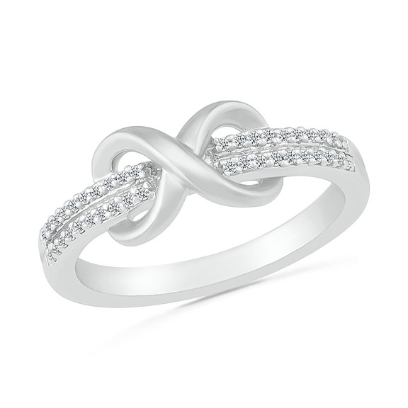 DGOLD Sterling Silver Round White Diamond Everlasting Love Infinity Ring for Women (1/6 cttw)