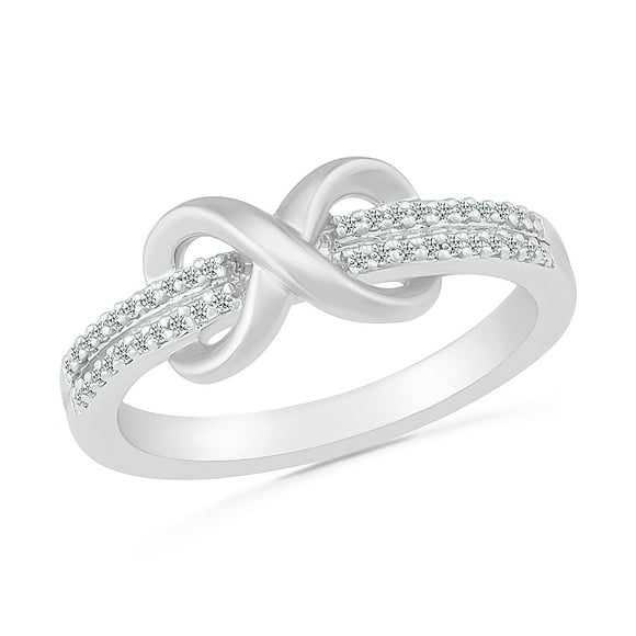 DGOLD Bague Infini en Argent Sterling avec Diamant Rond Blanc Amour Éternel pour Femmes (1/6 cttw)