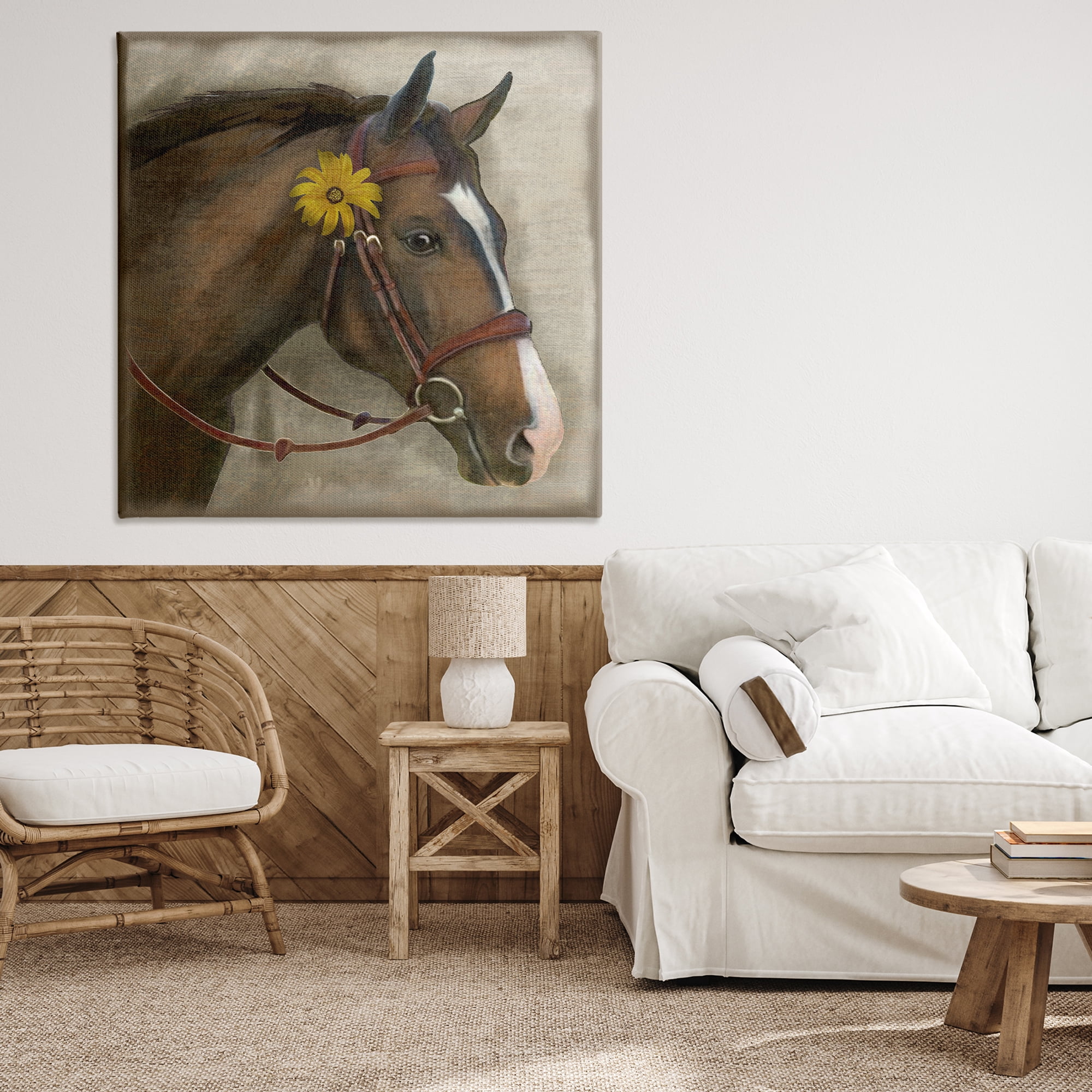Stupell Industries Barnyard Horse with Daisy Canvas Wall Art, design by Suzanne Nicoll