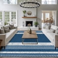 thumbnail image 5 of Vintage Demin Blue Striped Area Rug 5x7 Washable Rug Non Slip Farmhouse Modern Stripes Boho Large Area Rug Soft Stainresistant Indoor Floor Carpet for Living Room Bedroom Office Dining Room Nursery, 5 of 9