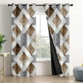 thumbnail image 3 of Modern Blackout Curtains, Brown Grey Geometric Abstract Curtains For Bedroom Living Room, Room Darkening Thermal Insulated Grommet Drapes, Patterned Window Treatments 38"W x 54"L (Pack of 2), 3 of 5