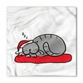 thumbnail image 1 of Christmas Bandana, Cat with Santa Hat, Unisex Head and Neck Tie, by Ambesonne, 1 of 1
