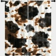 thumbnail image 4 of Cow Print Rod Pocket Blackout Curtains Animal Fur Skin Brown Black Cowhide Thermal Insulating Window Curtain Panels for Bedroom with Rod Pocket W42 x L63 Inch, 4 of 5