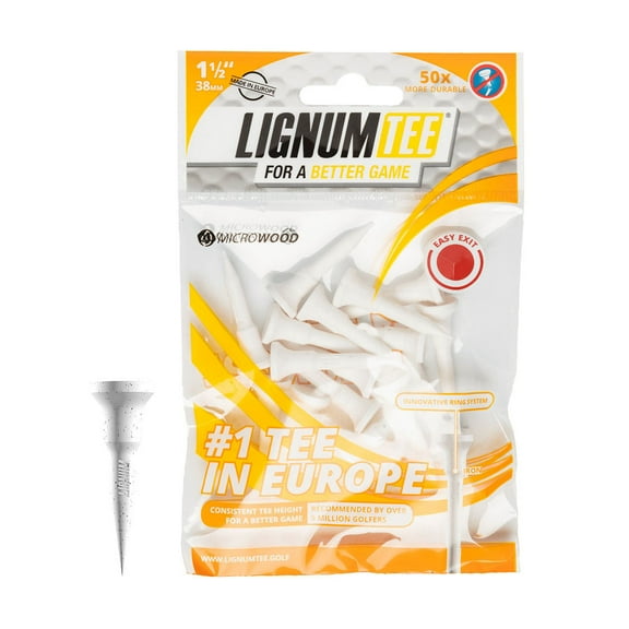 LIGNUM Tee Premium Golf Tees, Lasts 50 Rounds, Anti-Spin Head, Ring System