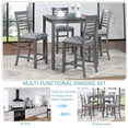 thumbnail image 4 of PORKISS 5 Piece Dining Table Set, Wood Counter Height Kitchen Table Set, Dining Room Set with Upholstered Chairs Ladder Backrest, Gray, 4 of 11