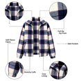 thumbnail image 4 of Smsaxvxz Women’s Long Sleeve Sherpa Fleece Plaid Jacket Casual Chunky Fuzzy Warm Winter Coat for Women Blue 2XL, 4 of 8