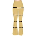 thumbnail image 5 of QATAINLAV High Waist Leggings for Women Flare Yoga Pants Compression Workout Bell Bottoms Trendy Stripe Printed Flared Trousers 2024 Fall Outfits Yellow M, 5 of 8