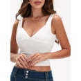 thumbnail image 6 of Women Solid Color Camisoles V-Neck Crop Tops Sleeveless Backless Tank Tops Summer Casual Vests for Vacation, 6 of 8