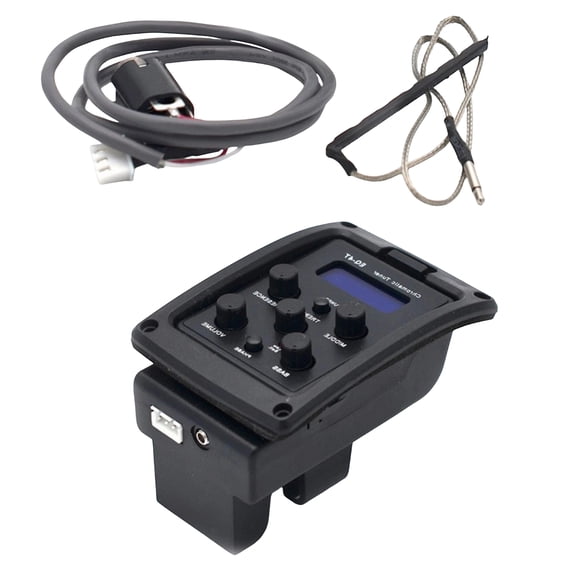 Professional 4 Acoustic Guitar Preamp Amplifier Electric Guitar EQ Equalizers with 6.5mm Output Pick Up & LCD Tuner