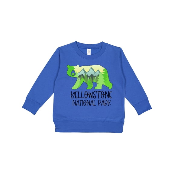 Inktastic Yellowstone National Park Mountains and Bear Shape Toddler Sweatshirt