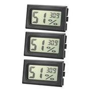 Uxcell Digital Temperature Humidity Gauge LCD Display Black, 3 Pack