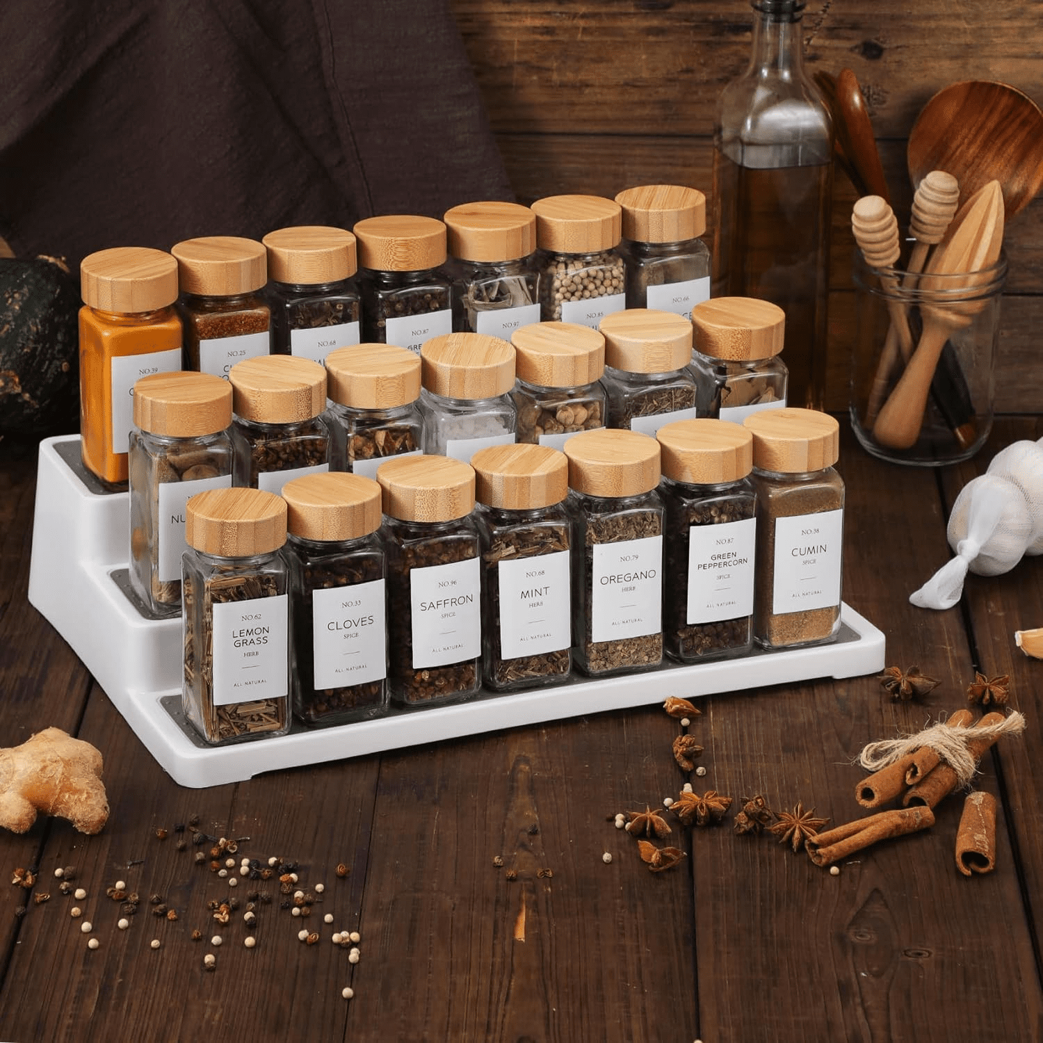 CycForge 24 Pcs Spice Jars with Lids and Labels,4 oz Empty Spice Containers Bottles for Pantry,Cabinet, Drawer, with Collapsible Funnel