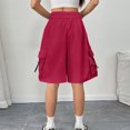 thumbnail image 7 of 2025 Cargo Shorts Women Bermuda Shorts Summer Quick Dry High Waisted Long Shorts Drawstring Knee Length Plus Size Ladies Petite Hiking Shorts with Pockets 8 Inch Inseam, 7 of 7