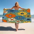 thumbnail image 2 of Retro Floral Green Background Design Beach Towel Soft Microfiber Bath Towel Quick Dry Sport Spa Pool Towels, 2 of 5