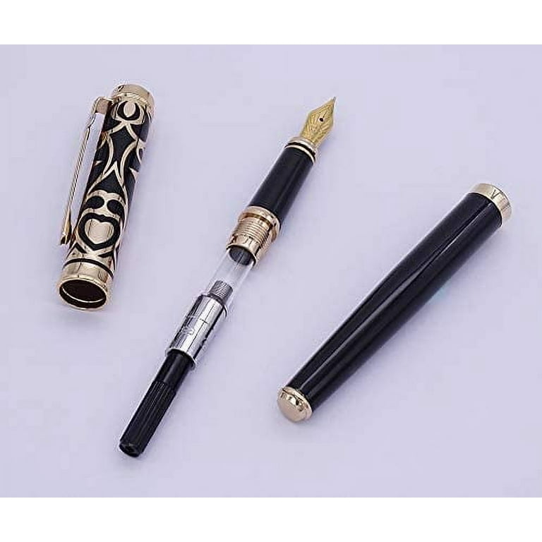 Wordsworth & Black Fountain Pen, Medium Nib Ink Pen, White Gold -  Refillable, Calligraphy 