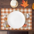 thumbnail image 4 of Manteles individuales de otoño para mesa de comedor, juego de 4 manteles individuales a cuadros de búfalo naranja, decoración de otoño de Acción de Gracias de granja para interiores y exteriores,, 4 of 5