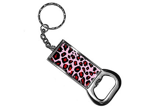Plastic Bottle Opener Key Ring New Pink Leopard Print 