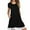Black, variant on SMihono Above Knee Swing Dresses for Women Womens Skinny Slim Loose Casual Solid Color Crew Neck Pleated Lace Patchwork Short Sleeve Pockets Female Outwear Black S