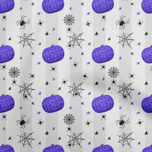 oneOone Velvet Blue Fabric Halloween Craft Projects Decor Fabric Printed By The Yard 58 Inch Wide