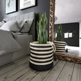 thumbnail image 2 of LR Home Woven Round Jute 17" Storage Basket with Handles, Black/White Multi Stripe, 2 of 7