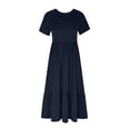 thumbnail image 4 of SuoKom Robe Maxi d'Été Robe d'Été pour Femme Décontractée à Manches Courtes Robe à Col en V Décontractée Fluide à Volants Robe Maxi de Plage avec Poches Robes Maxi pour Femmes en Liquidation, 4 of 7