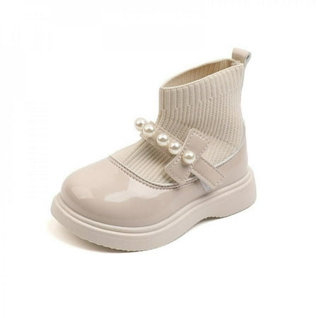 

Elaydool Girls Big Head Leather Shoes Students Performance Shoes Wool Elastic Mouth Shoes