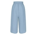 thumbnail image 4 of Summer Savings Clearance Capris Pants for Women, Women's Wide Leg Cropped Pants With Pockets Lightweight High Waisted Loose Cropped Pants(Light Blue,M), 4 of 5