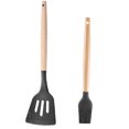 thumbnail image 1 of Juego de utensilios de cocina de silicona, 2 uds., resistentes al calor, mangos de madera para utensilios de cocina antiadherentes, 1 of 5