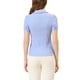 thumbnail image 3 of CAMISA SUAVE DE BOTONES CON COLLAR DULCE VINTAGE PARA MUJERES CHIC EN AZUL Y MORADO, 3 of 7