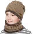 thumbnail image 5 of 2pcs/set Autumn Winter Plush Knitted Kids Warm Beanies Hat Scarf (Black), 5 of 5