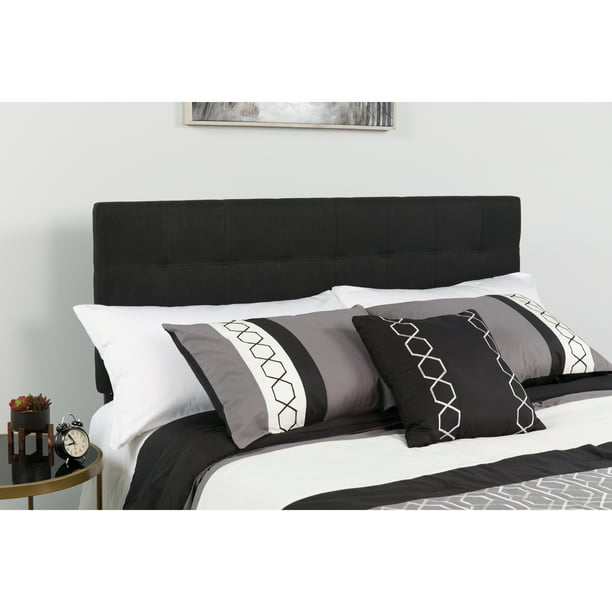 Porch Den Quilted On Tufted, Black Fabric Headboard King