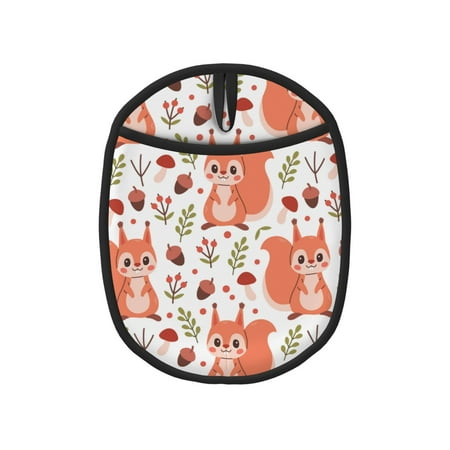 

Pofeuu Squirrel And Print Silicone Pot Mat Mitten With Hanging Loop Heat Resistant Oven Mitts Non-Slip Bbq Baking Smoking Potholders