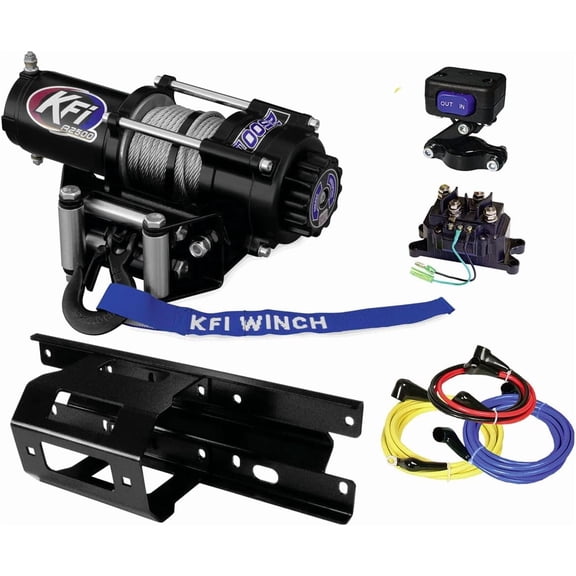 KFI A2500-R2 2500lb Wire Rope Winch & 100440 Winch Mount kit Compatible/Replacement for 2005-2010 Polaris Sportsman 500