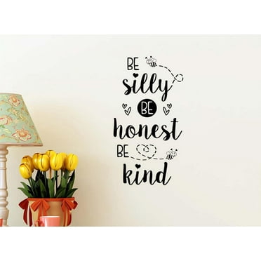 #2 be Silly be Honest be Kind 12 x 22 Vinyl Wall Quote Decal Sticker Cute Hearts School Classroom Religious Corinthians Wall Art Decor Motivational Inspirational Decorative Lettering