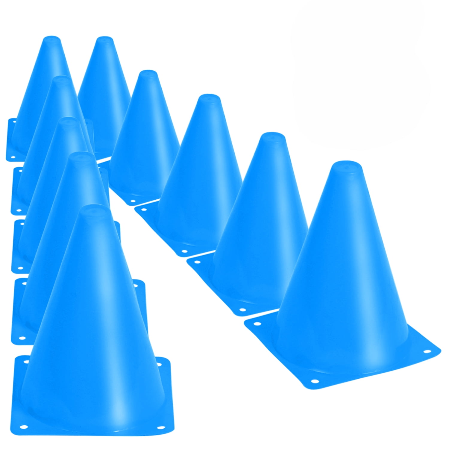 KINJOEK 30 PCS 7 Inches Plastic Sports Training Cones, Blue Traffic Cones with Rounded Edges for Safety, Soccer