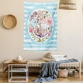 thumbnail image 2 of Vintage Tapestry, Nautical Anchor Marine Floral Roses Bouquet Wreath Antiqued Horizontal Stripes, Wall Hanging for Bedroom Living Room Dorm Decor, 60W X 80L Inches, Multicolor, by Ambesonne, 2 of 5