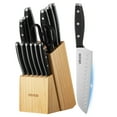 thumbnail image 1 of VEVOR Kitchen Knife Set with Block and Sharpener, 15 Piece High Carbon Stainless Steel Sharp Knife Set, Kitchen Cutlery with Ergonomic Handle, Sharpening Rod and Premium Wooden Block, for Home Cooks, 1 of 9