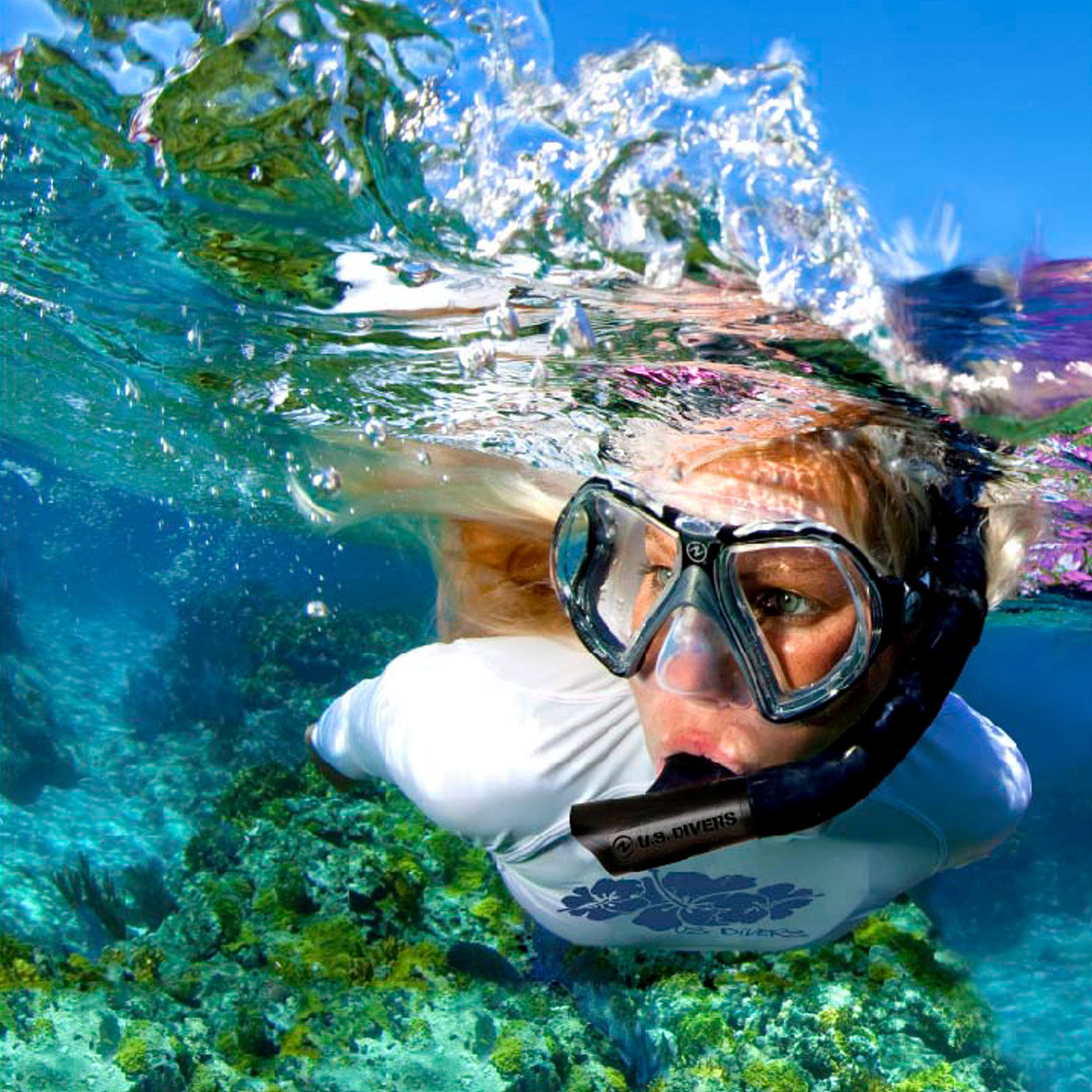 U.s Divers Cozumel Adult Snorkeling Set With Large Fins Mask Snorkel and Bag for sale online 