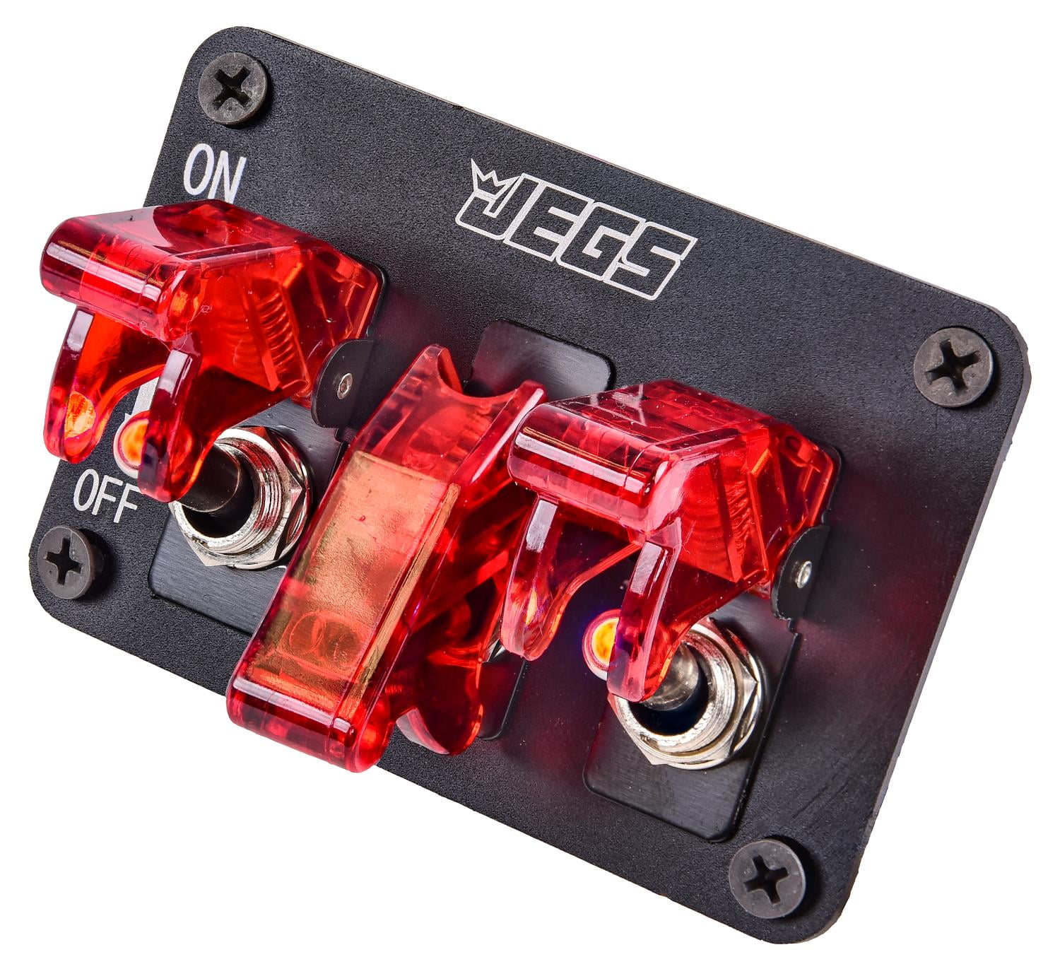 JEGS 11038 3Toggle Switch Panel with Switches Aluminum Construction ON