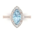 thumbnail image 2 of 2.38ct marquise cut natural swiss blue topaz 18k rose gold halo Bridal Wedding Engagement Promise Anniversary Ring for Women size 7.5, 2 of 7