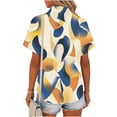 thumbnail image 5 of Womens Button Down Shirts Oversized Short Sleeve Floral Printed Blouses Casual Work Tops Drop Shoulder Outfit Clothes White Button Down, 5 of 6