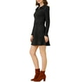 thumbnail image 4 of INSPIRE CHIC Robe Trapèze à Manches Longues pour Femme en Faux Suède à Col à Revers S Noir, 4 of 7