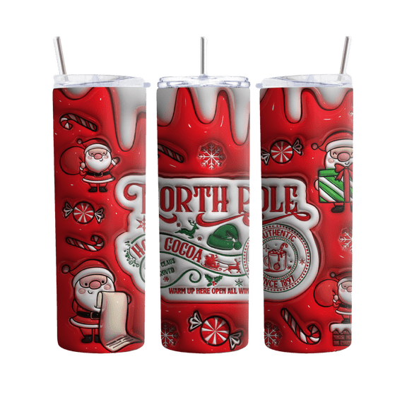 North Pole Red Christmas 20oz Tumbler, Stainless Steel Holiday Drinkware, Ideal Family Gift for Festive Season