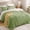 02 - Fleece Puff - Light Green, variant on Ultra-Soft Micromink Sherpa Queen Comforter Set with 2 Pillow Shams - 3-Piece Set - Red - Plush Warm Fall Winter Bedding Comforter Sets