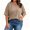 Khaki, variant on Short Sleeve Women's Plus Size Solid Color V-neck Casual Loose T-shirt Tops