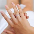 thumbnail image 4 of Cuban Chain Link Band, Half Eternity Diamond Wedding Band, Wide Diamond Band, 1.6 Ct Simulated Diamond, 14K White Gold Plated, 4 of 4
