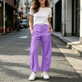 thumbnail image 6 of SimpleJoyi Women's Solid Quick Dry Cropped Pants Elastic Waist Side Pockets Relaxed Wide Leg Casual Trousers Size S-XXXL, 6 of 7