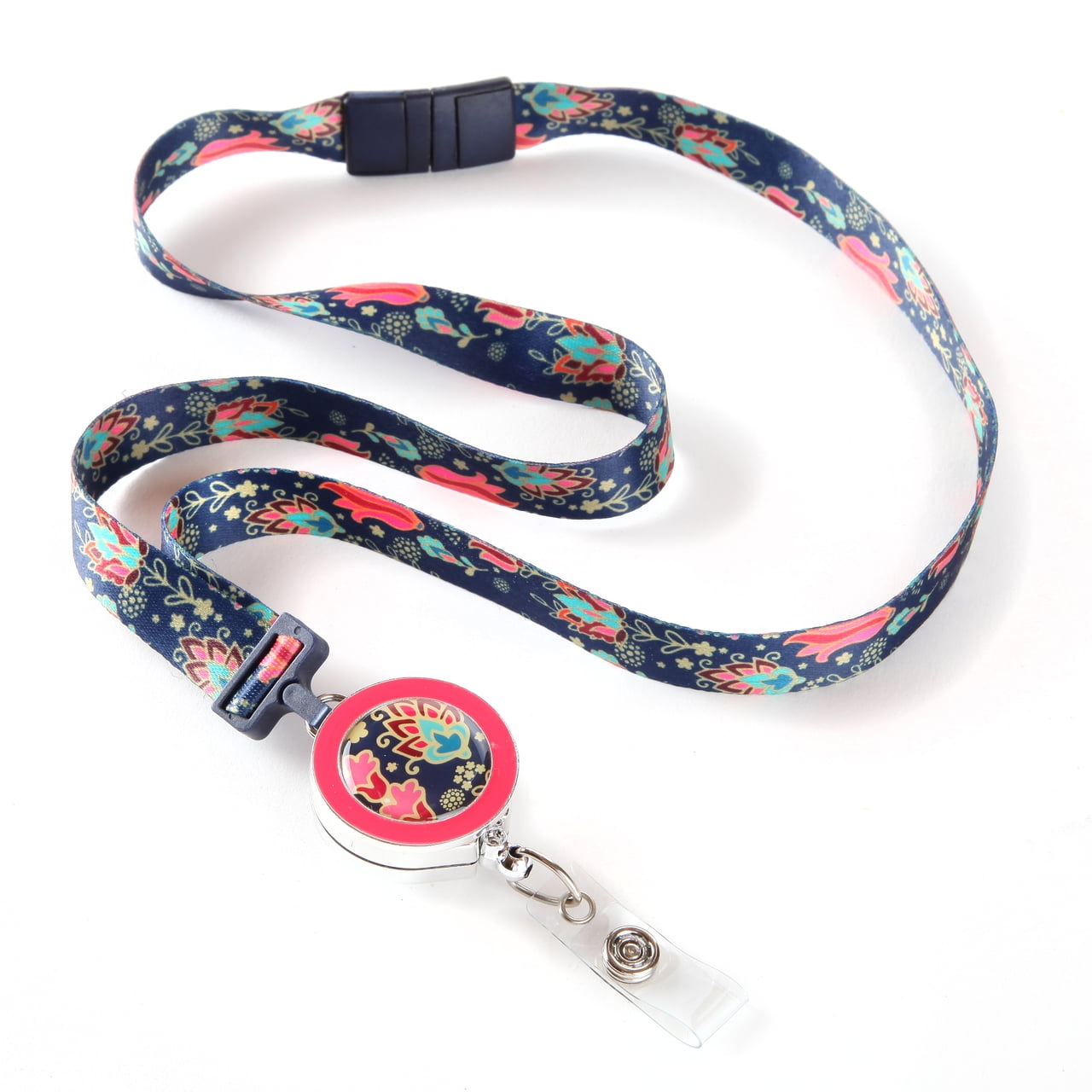 ID Avenue Tapestry Floral Ribbon Lanyard with Retractable Badge Reel