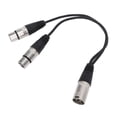 thumbnail image 1 of XLR Splitter Cable, 3 Pin XLR Male to Dual XLR Female XLR Patch Y Cable Balanced Microphone Cord, Double Shielding, XLR Y Splitter Cable for Mixing Console, Camera, Amplifier, 1ft, 1 of 7